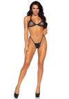 Netz-Bikini Top mit passendem String-Tanga in Schwarz | Leg Avenue