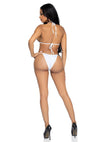 Weißes funkelndes Triangel Bikini Set mit verführerischen Strasssteinen von Leg Avenue – Ansicht 2