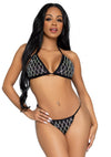 Schwarzes ultra-sexy Bikini Set mit funkelndem Diamantmuster von Leg Avenue