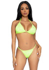 Limettengrünes ultra sexy Bikini Set mit verspielten Rüschen von Leg Avenue