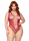 Bordeauxroter aufreizender Spitzen Bodysuit mit tiefen Einblicken von Leg Avenue
