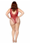 Bordeauxroter aufreizender Spitzen Bodysuit mit tiefen Einblicken von Leg Avenue – Ansicht 5