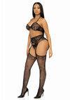 Schwarzes atemberaubendes Dessous Set aus weicher Spitze mit funkelndem Strass von Leg Avenue – Ansicht 9