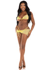 Gelbes verführerisches Sarong Bikini Dessous Set mit funkelnden Akzenten von Leg Avenue – Ansicht 4
