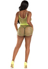 Limettengrünes freches Netz Dessous Set aus Tank Top und bequemen Boy Shorts von Leg Avenue – Ansicht 6