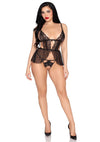Schwarzes unwiderstehliches Babydoll mit offenem Dekolleté und String von Leg Avenue – Ansicht 2