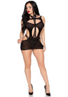 Schwarzes atemberaubendes transparentes Netzkleid mit gewagten Cut Outs von Leg Avenue – Ansicht 6