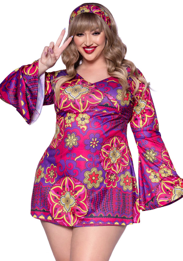 Flower Power Hippie-Kleid - Queen Size | Leg Avenue