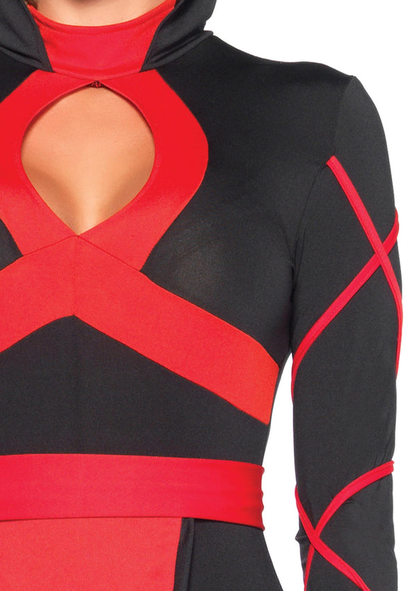 Schwarz rotes mörderisch sexy Kostüm Set mit aufregenden Cut Outs von Leg Avenue – Ansicht 3