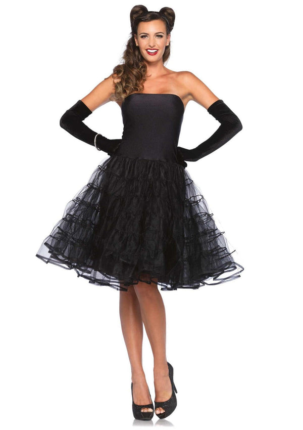 Schwarzes atemberaubendes Rockabilly Swing Kleid mit voluminösem Tüllrock von Leg Avenue