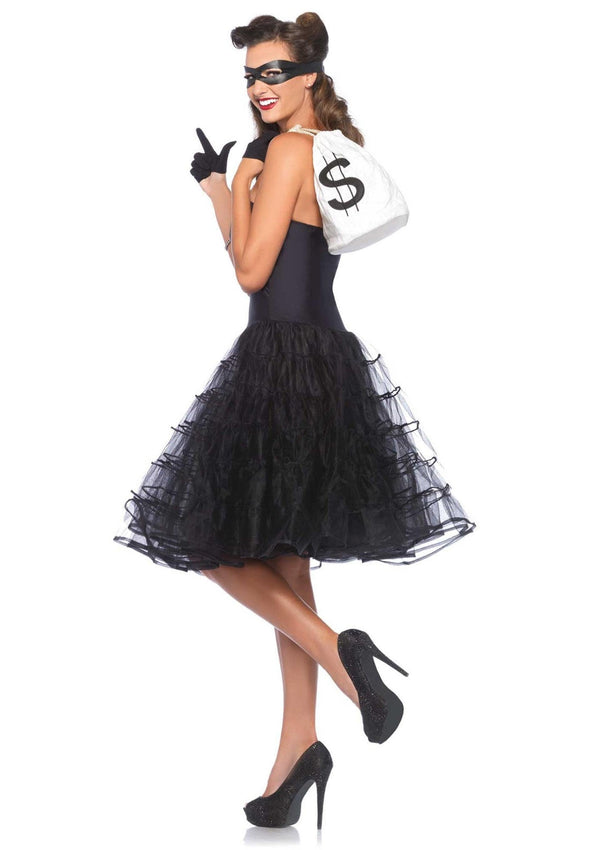 Schwarzes atemberaubendes Rockabilly Swing Kleid mit voluminösem Tüllrock von Leg Avenue – Ansicht 3
