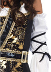 Schwarzes verführerisches Piratenkostüm mit goldenen Brokatdetails von Leg Avenue – Ansicht 6
