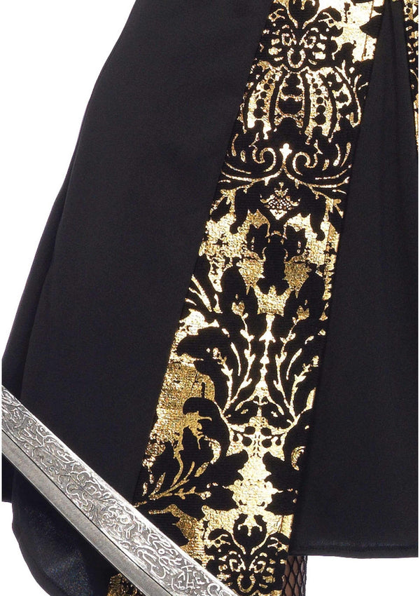 Schwarzes verführerisches Piratenkostüm mit goldenen Brokatdetails von Leg Avenue – Ansicht 2