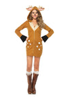 Braunes kuscheliges Fawn Reh Kostümkleid mit verspielter Geweih Kapuze von Leg Avenue
