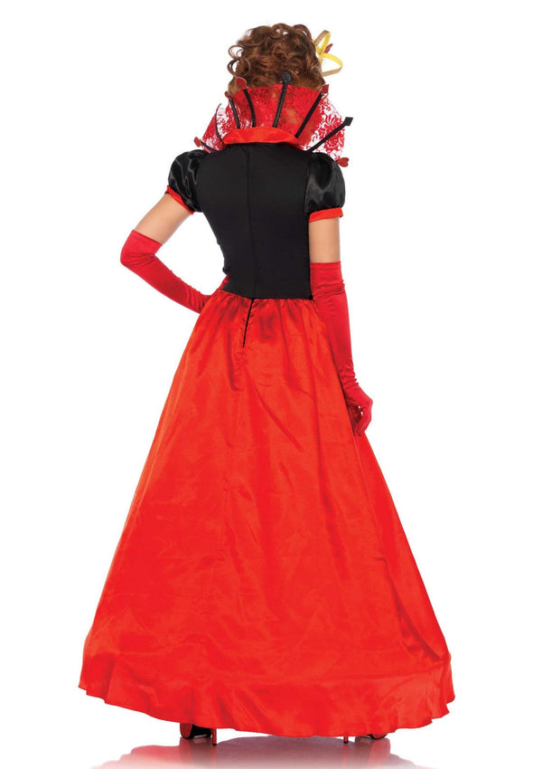 Mehrfarbiges imperiales Deluxe Ballkleid mit hohem Spitzenkragen und majestätischer Königinnenkrone von Leg Avenue –