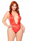 Roter eleganter Spitzenkimono mit verführerischem Teddy Set von Leg Avenue – Ansicht 3