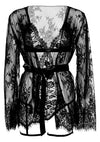 Schwarzes verführerisches Kimono Set aus zarter Spitze von Leg Avenue – Ansicht 8