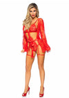 Roter verführerischer Kimono mit elegantem passendem Teddy von Leg Avenue – Ansicht 7