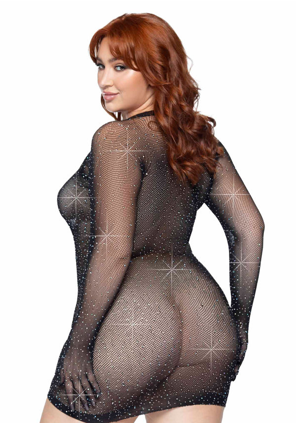 Minidress mit Strasssteinen Plussize schwarz | Leg Avenue