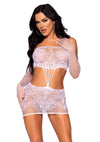 Weißes verführerisches Schlauchkleid mit eleganten passenden Handschuhen von Leg Avenue – Ansicht 4