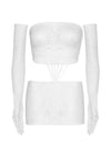 Weißes verführerisches Schlauchkleid mit eleganten passenden Handschuhen von Leg Avenue – Ansicht 11
