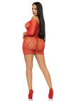 Rotes verspieltes Herz Netz Minikleid mit langen Ärmeln von Leg Avenue – Ansicht 6