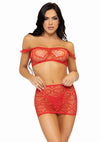 Rotes exklusives schulterfreies Outfit mit romantischen Herz Applikationen von Leg Avenue – Ansicht 3