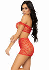 Rotes exklusives schulterfreies Outfit mit romantischen Herz Applikationen von Leg Avenue – Ansicht 6