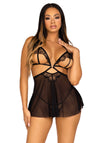 Babydoll und Höschen aus Spitze und Mesh | Leg Avenue