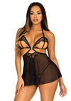 Babydoll und Höschen aus Spitze und Mesh | Leg Avenue