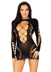 Schwarzes verführerisches Minikleid mit gewagten Seitenausschnitten von Leg Avenue – Ansicht 7