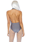 Grauer funkelnder Pailletten Bodysuit mit praktischem Schritt Verschluss von Leg Avenue – Ansicht 2