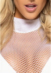 Weißes aufregendes Basic Netzkleid mit elegantem hohem Halsausschnitt von Leg Avenue – Ansicht 2