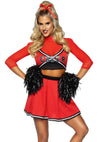 Rotes sportliches Cheerleader Kostüm Set mit Crop Top von Leg Avenue – Ansicht 2