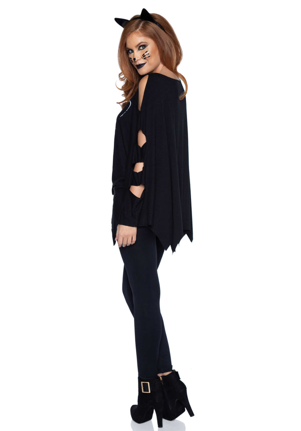 Köstum - Poncho mit Katzenmotiv & Katzenohren-Haarreif | Leg Avenue