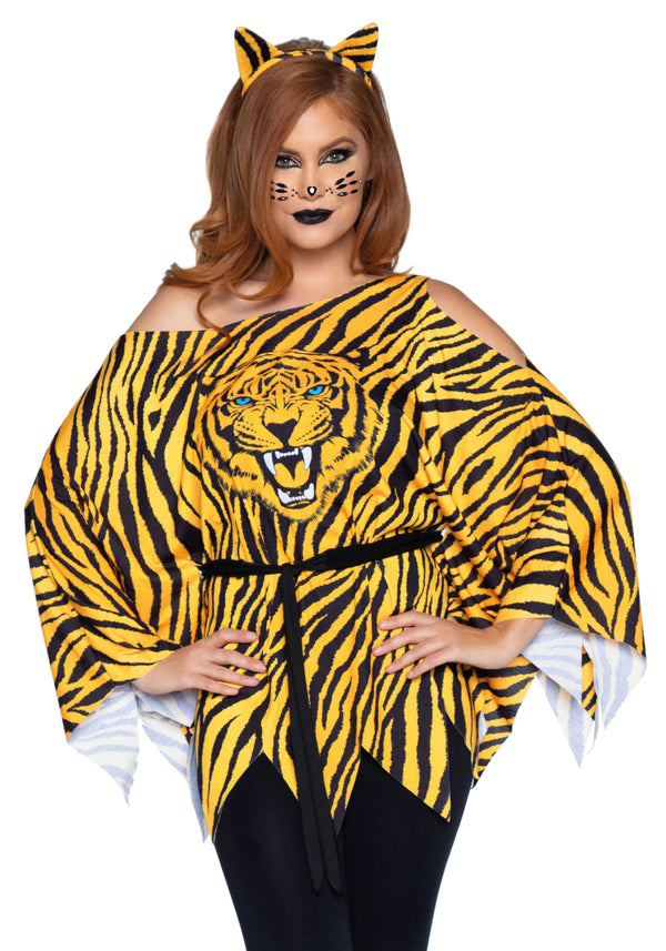 Kostüm - Tiger Poncho mit Tigerohren Haarreif | Leg Avenue