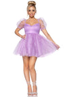 Lavendelfarbenes märchenhaftes Babydoll Kleid mit romantischen Puffärmeln von Leg Avenue – Ansicht 4