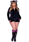 Schwarzes aufregendes Samtkätzchen Kostüm mit süßen Katzenohren von Leg Avenue – Ansicht 5
