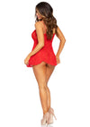Schwarzes verführerisches Spitzen Babydoll Kleid mit geschwungenem Saum von Leg Avenue – Ansicht 9