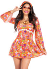 Buntes 6-teiliges Hippie Kostüm mit Retro Charme von Leg Avenue – Ansicht 3