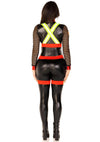 Schwarzer figurbetonter Feuerwehr Catsuit mit markanten Gurtdetails von Leg Avenue – Ansicht 4