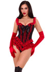 Elegantes Burlesque-Mieder mit roten Spitzenrüschen von Leg Avenue – Ansicht 4
