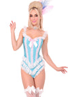 Blaues verführerisches Burlesque Mieder mit eleganten Akzenten von Leg Avenue