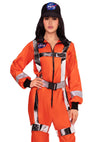 Oranger hautenger Astronauten Overall mit futuristischem Gurtzeug von Leg Avenue