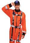 Oranger futuristischer Astronauten Overall mit holografischem Gurtzeug und Mütze von Leg Avenue