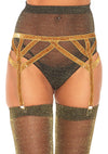 Goldener atemberaubender Strumpfgürtel aus schimmerndem Lurex von Leg Avenue