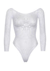Weißer aufregender Spitzenbodysuit mit tiefem Rückenausschnitt von Leg Avenue – Ansicht 4