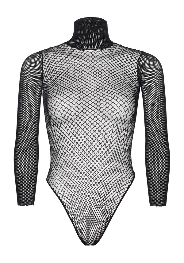 Langärmliger Rollkragen Fischnetz-Body| Leg Avenue
