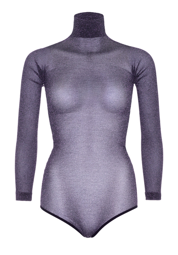 Lurex Glitzerbody mit Rollkragen mit Druckknopfschritt | Leg Avenue