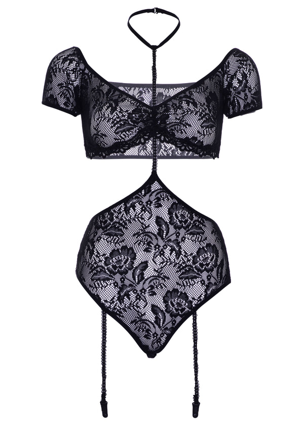 Verspieltes Bandeau Top und Strumpfhalter Set | Leg Avenue